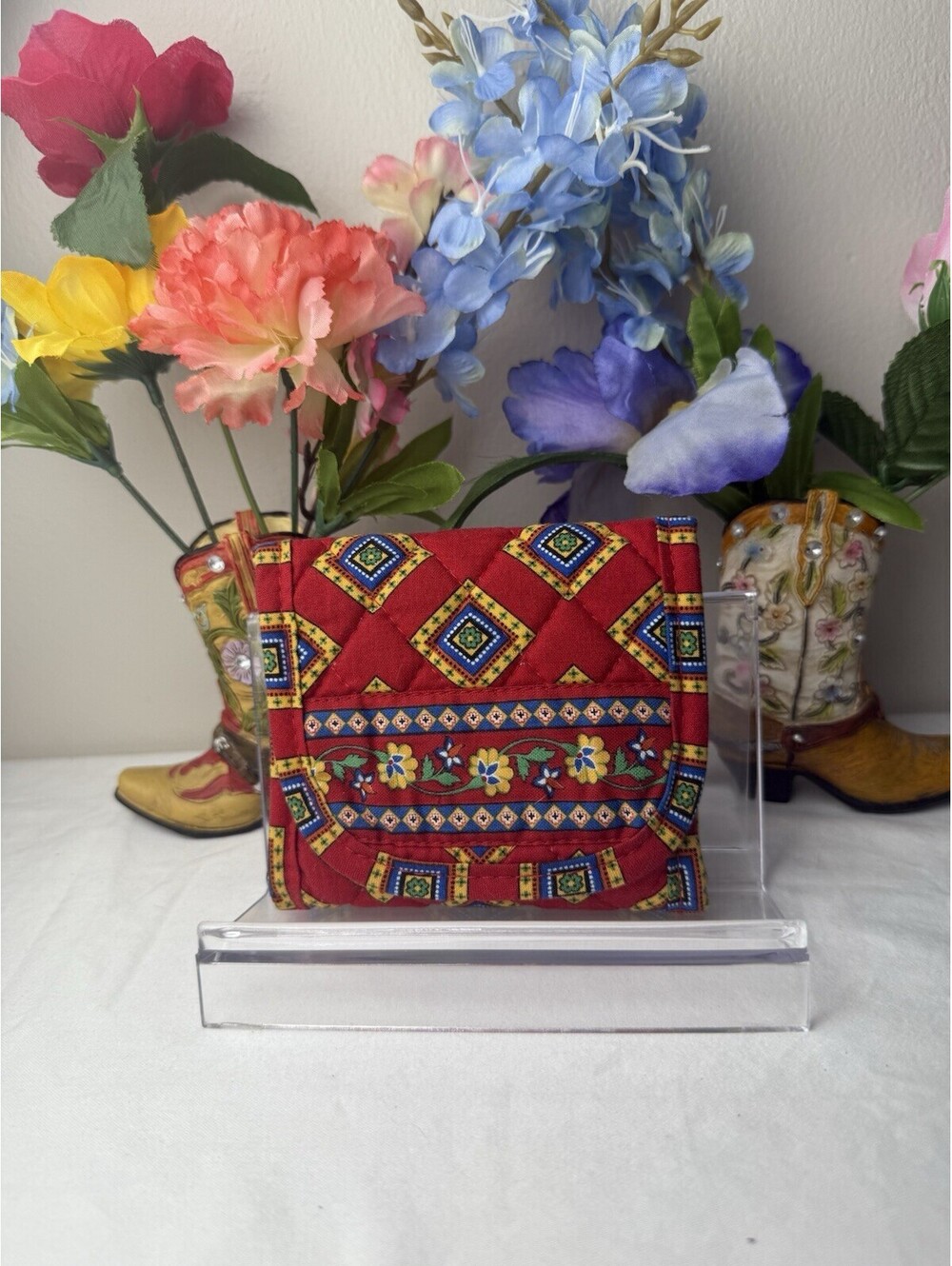 Vera Bradley Villa Red Pocket Wallet NWOT • Retired Hard to Find • Card Case